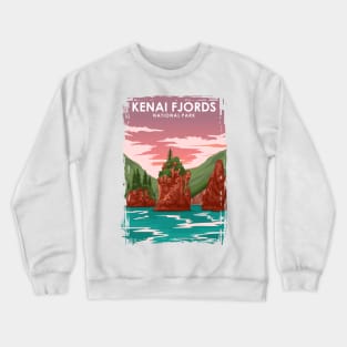 Kenaj Fjords National Park Vintage Travel Poster Crewneck Sweatshirt